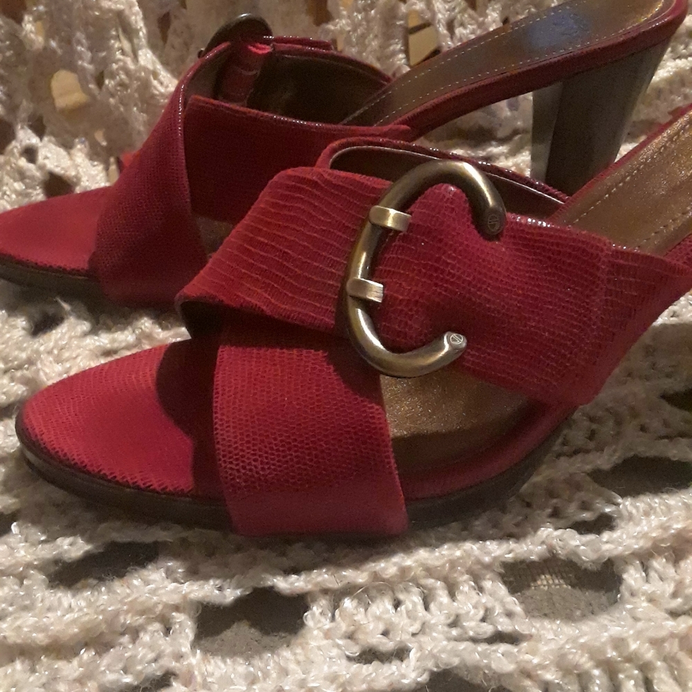 Circa Joan and David Red Leather Heel Sandals